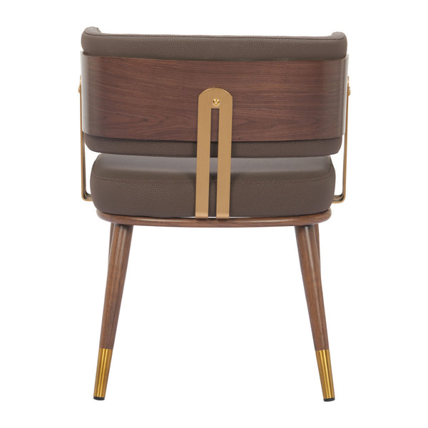 Homeroots Brown Upholstered Faux Leather Curved Back Dining Arm Chair For Comfort & Style In Any Room   564981