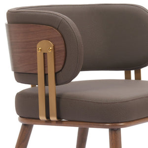 Homeroots Brown Upholstered Faux Leather Curved Back Dining Arm Chair For Comfort & Style In Any Room   564981