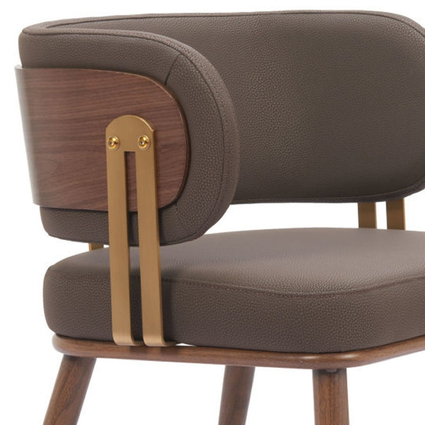 Homeroots Brown Upholstered Faux Leather Curved Back Dining Arm Chair For Comfort & Style In Any Room   564981