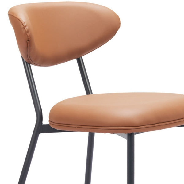 HomeRoots Set of Two Modern Brown and Black Upholstered Faux Leather Side Chairs – Stylish Comfort for Any Room 564982