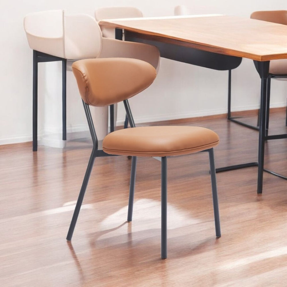 HomeRoots Set of Two Modern Brown and Black Upholstered Faux Leather Side Chairs – Stylish Comfort for Any Room 564982