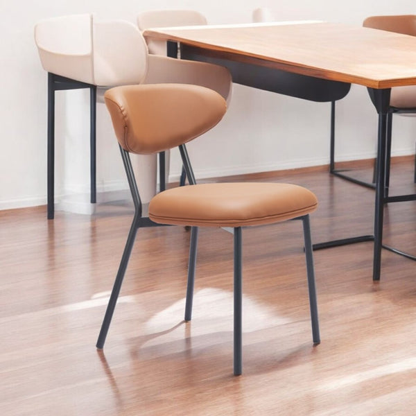 HomeRoots Set of Two Modern Brown and Black Upholstered Faux Leather Side Chairs – Stylish Comfort for Any Room 564982