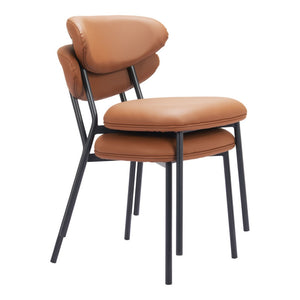 HomeRoots Set of Two Modern Brown and Black Upholstered Faux Leather Side Chairs – Stylish Comfort for Any Room 564982