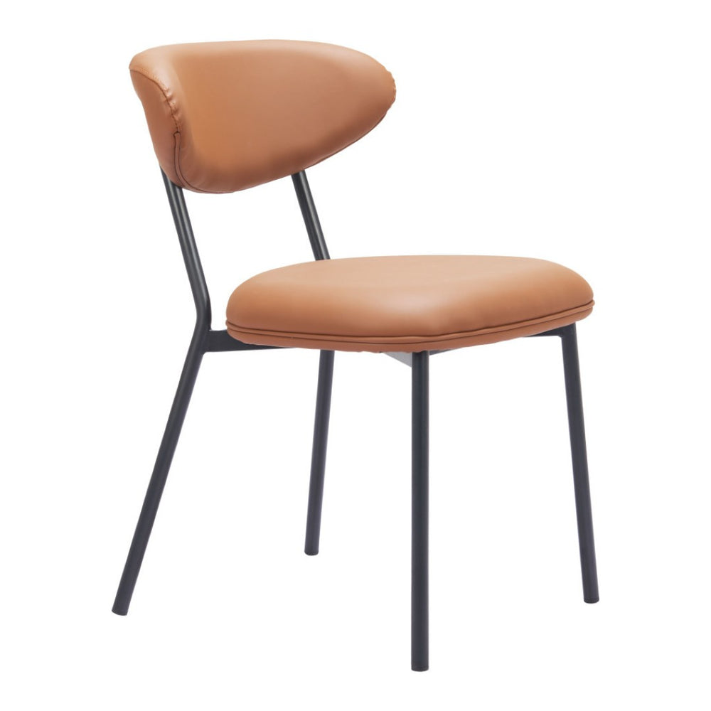 HomeRoots Set of Two Modern Brown and Black Upholstered Faux Leather Side Chairs – Stylish Comfort for Any Room 564982