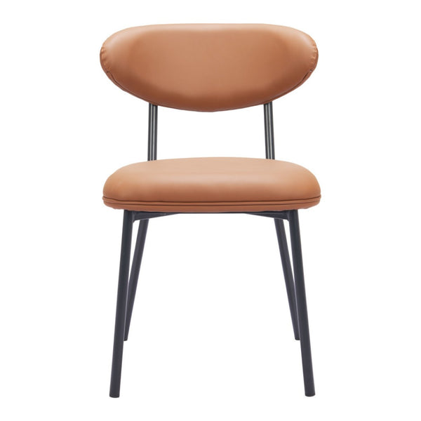 HomeRoots Set of Two Modern Brown and Black Upholstered Faux Leather Side Chairs – Stylish Comfort for Any Room 564982