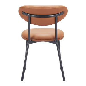 HomeRoots Set of Two Modern Brown and Black Upholstered Faux Leather Side Chairs – Stylish Comfort for Any Room 564982