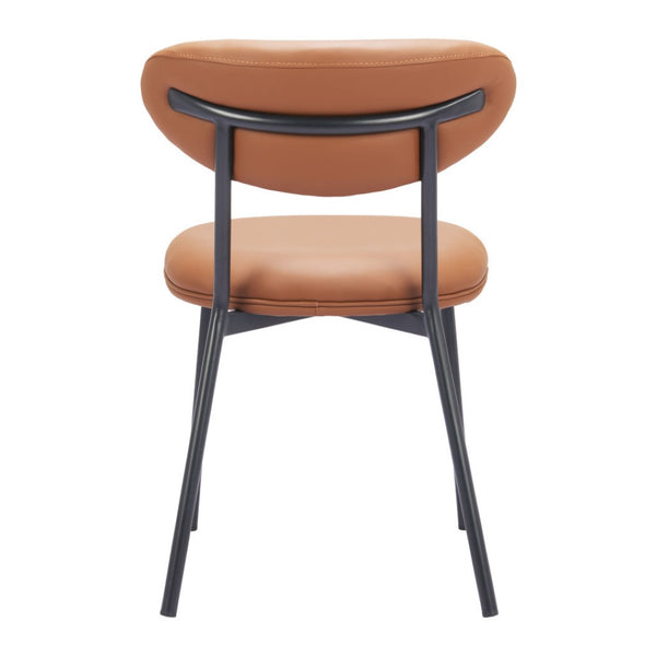 HomeRoots Set of Two Modern Brown and Black Upholstered Faux Leather Side Chairs – Stylish Comfort for Any Room 564982