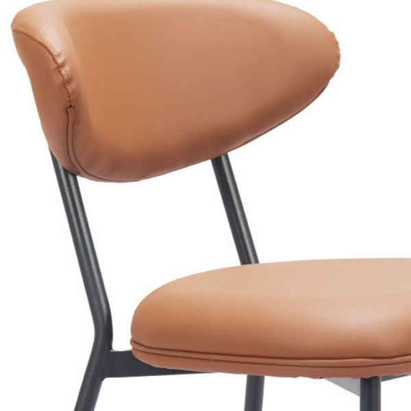 HomeRoots Set of Two Modern Brown and Black Upholstered Faux Leather Side Chairs – Stylish Comfort for Any Room 564982