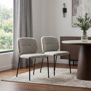 Set of Two Modern Steel Frame Upholstered Dining Side Chairs for Stylish Contemporary Homes