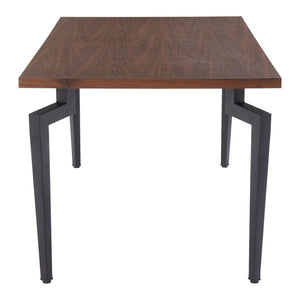 HomeRoots 71" Modern Brown and Black Wood Dining Table with Sturdy Steel Base - Stylish and Durable Design 564986