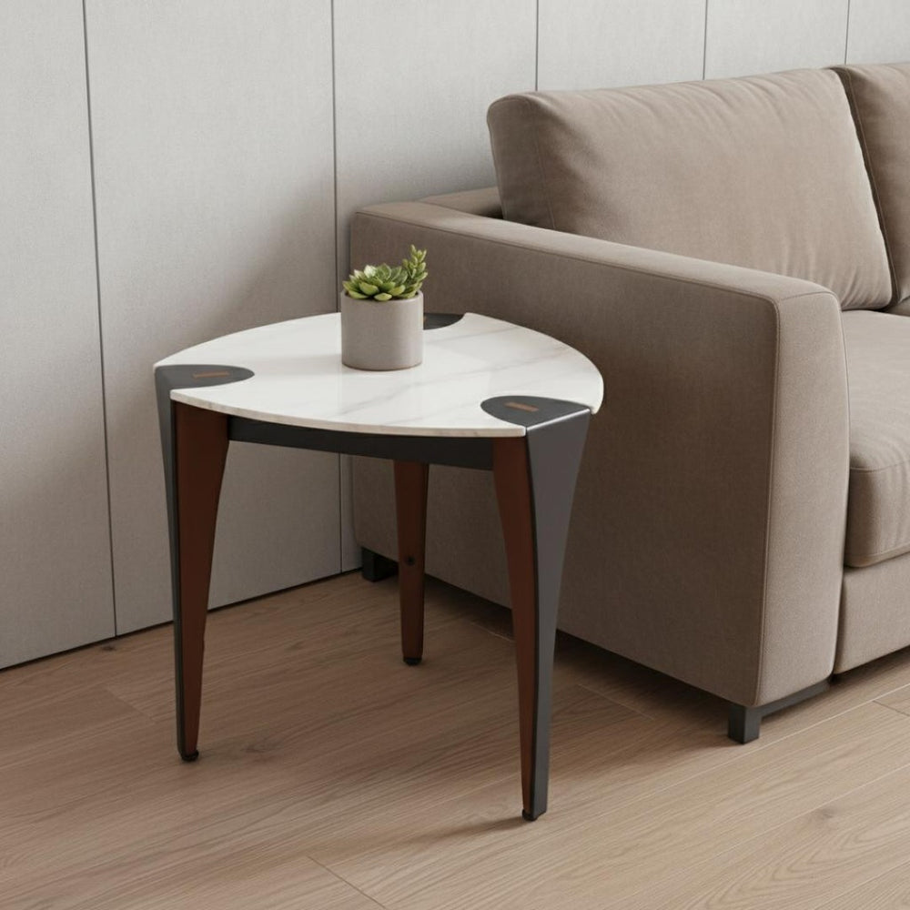 HomeRoots 20" White Faux Marble End Table with Steel Base – Modern, Versatile Accent Table for Any Space 564988