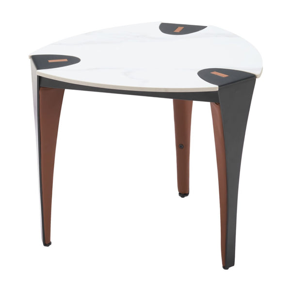 HomeRoots 20" White Faux Marble End Table with Steel Base – Modern, Versatile Accent Table for Any Space 564988