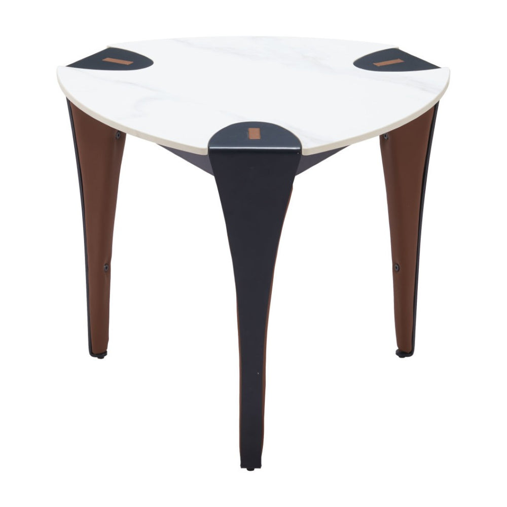 HomeRoots 20" White Faux Marble End Table with Steel Base – Modern, Versatile Accent Table for Any Space 564988