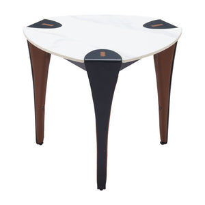 HomeRoots 20" White Faux Marble End Table with Steel Base – Modern, Versatile Accent Table for Any Space 564988