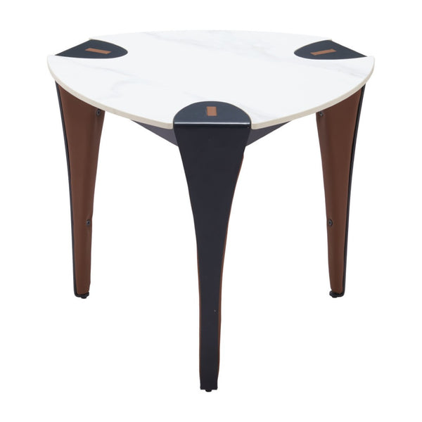 HomeRoots 20" White Faux Marble End Table with Steel Base – Modern, Versatile Accent Table for Any Space 564988