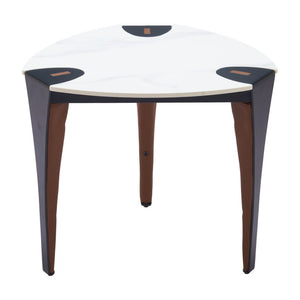 HomeRoots 20" White Faux Marble End Table with Steel Base – Modern, Versatile Accent Table for Any Space 564988
