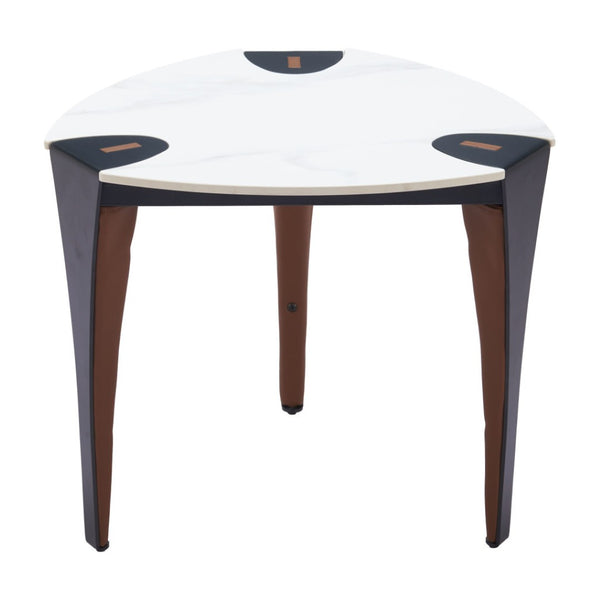 HomeRoots 20" White Faux Marble End Table with Steel Base – Modern, Versatile Accent Table for Any Space 564988