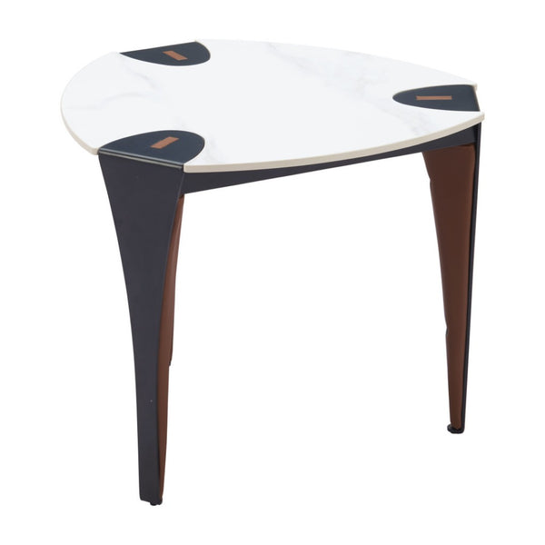 HomeRoots 20" White Faux Marble End Table with Steel Base – Modern, Versatile Accent Table for Any Space 564988