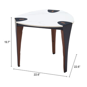 HomeRoots 20" White Faux Marble End Table with Steel Base – Modern, Versatile Accent Table for Any Space 564988
