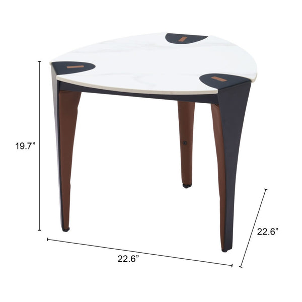 HomeRoots 20" White Faux Marble End Table with Steel Base – Modern, Versatile Accent Table for Any Space 564988