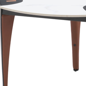 HomeRoots 20" White Faux Marble End Table with Steel Base – Modern, Versatile Accent Table for Any Space 564988