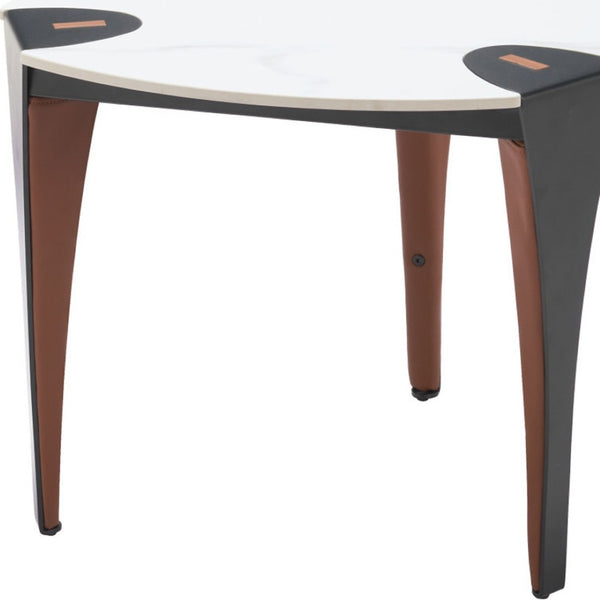 HomeRoots 20" White Faux Marble End Table with Steel Base – Modern, Versatile Accent Table for Any Space 564988