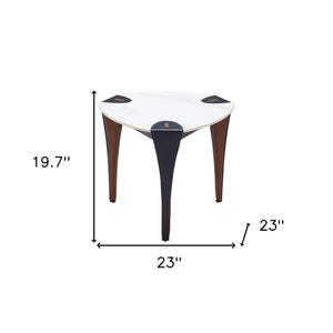 HomeRoots 20" White Faux Marble End Table with Steel Base – Modern, Versatile Accent Table for Any Space 564988