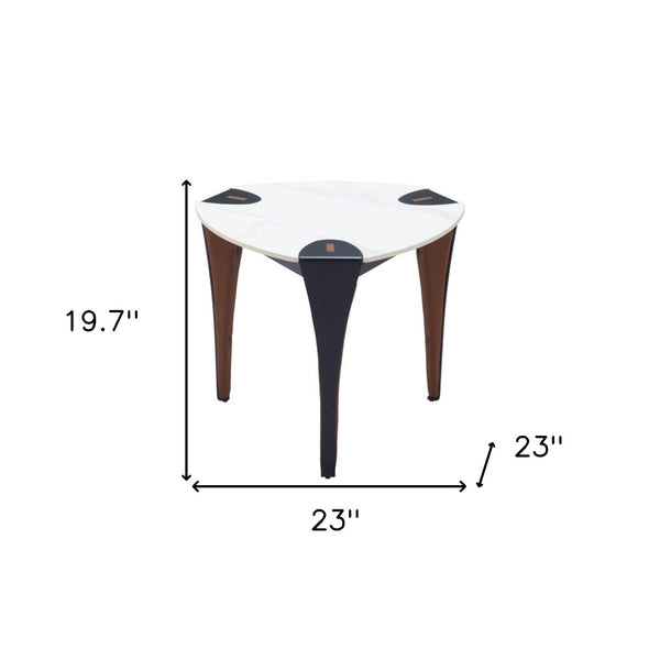 HomeRoots 20" White Faux Marble End Table with Steel Base – Modern, Versatile Accent Table for Any Space 564988