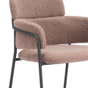 HomeRoots Set of Two 26" Brown Faux Shearling Bar Chairs with Black Steel Base for Modern Comfort & Style 564993
