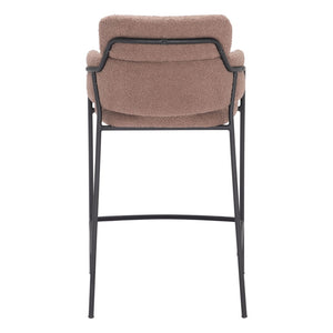 HomeRoots Set of Two 26" Brown Faux Shearling Bar Chairs with Black Steel Base for Modern Comfort & Style 564993