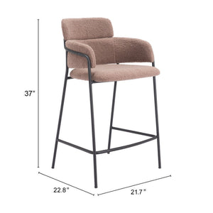 HomeRoots Set of Two 26" Brown Faux Shearling Bar Chairs with Black Steel Base for Modern Comfort & Style 564993