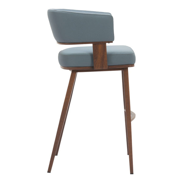 HomeRoots Set of Two Stylish 29" Gray Wood & Fabric Low-Back Bar Chairs for Modern Dining & Socializing 564995