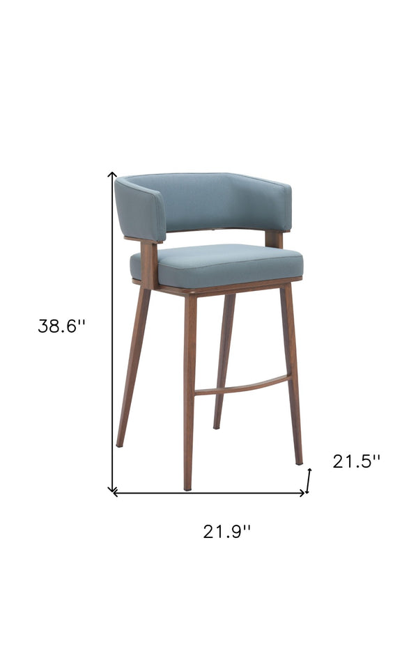 HomeRoots Set of Two Stylish 29" Gray Wood & Fabric Low-Back Bar Chairs for Modern Dining & Socializing 564995