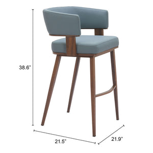 HomeRoots Set of Two Stylish 29" Gray Wood & Fabric Low-Back Bar Chairs for Modern Dining & Socializing 564995