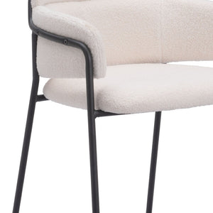 HomeRoots Set of Two Modern Faux Shearling Bar Chairs with Black Steel Frame for Kitchen & Hospitality Use 564997