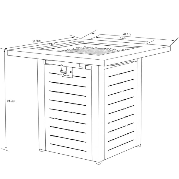 English Elm 28" Propane Fire Pit Table - 50000 Btu Steel Outdoor Heater For Patio, Deck, Garden, And Backyard W853P293853