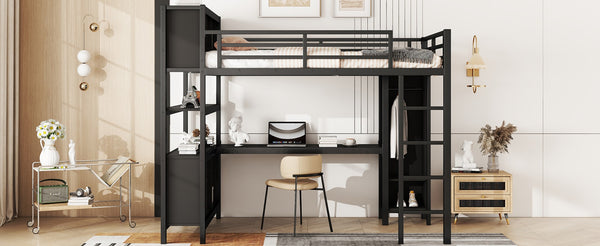 English Elm Full Size Car Shaped Kids Platform Bed with Storage Drawers Integrated Desk Pine Wood Black W1580S00592