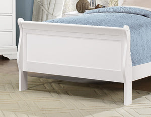 English Elm 1pc Mayville White Twin Sleigh Bed Louis Philippe Style Wooden Bedroom Furniture Classic Charm 92" B011S01787