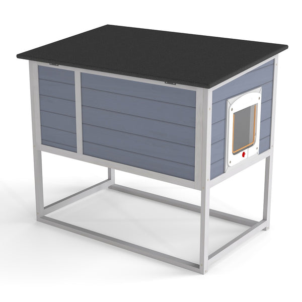 English Elm 2-tier Pine Rabbit Hutch on Wheels with Ramp Removable Tray and Openable Roof W2181P356242