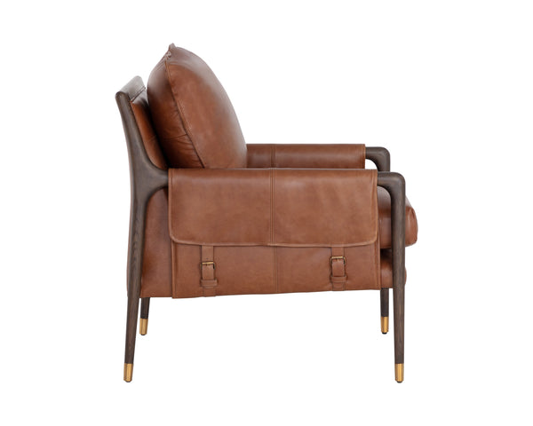 Sunpan Mauti Armchair - Luxurious 100% Bovine Leather with Elegant Wood Frame for Timeless Comfort and Style Brown / Shalimar Tobacco Leather
