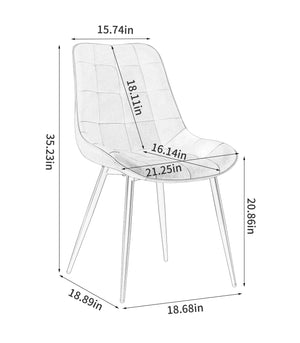 English Elm Modern Creamy White Fabric Dining Chair With Grid Pattern - Stylish, Comfortable & Durable Design W370P207345