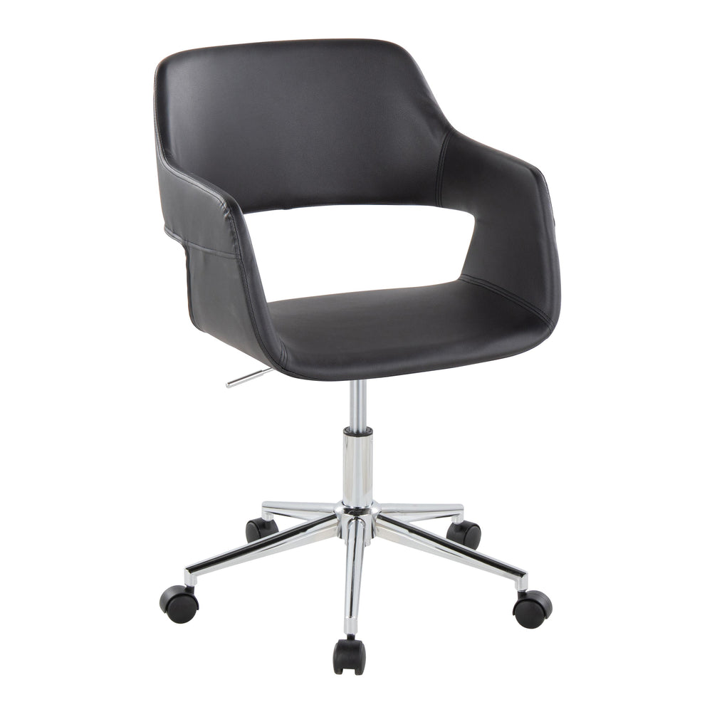 English Elm Margarite Modern Task Chair: Sleek Chrome & Black Faux Leather, Ergonomic Comfort For Home Office B202P223919