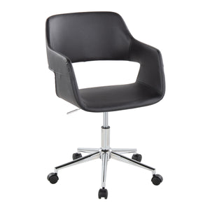 English Elm Margarite Modern Task Chair: Sleek Chrome & Black Faux Leather, Ergonomic Comfort For Home Office B202P223919