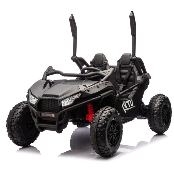 English Elm 24v Two Seater Kids Utv with Parental Remote Dual Motors Four Wheel Suspension Led Black W1578P198431
