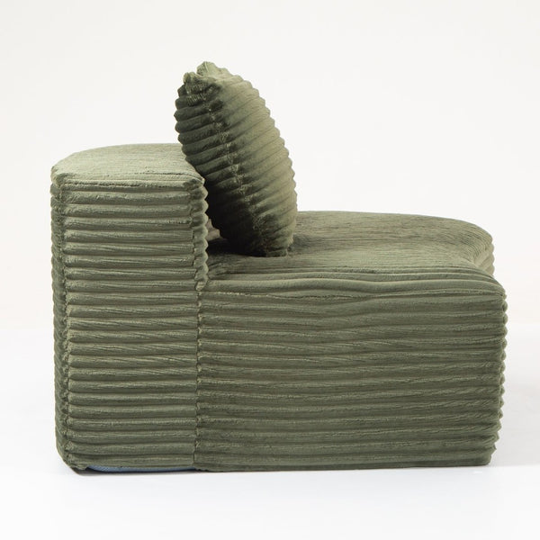 English Elm 110.24" Corduroy Deep Seat Cloud Sofa No Assembly Two Seater with Lumbar Pillows Green W3326P446759