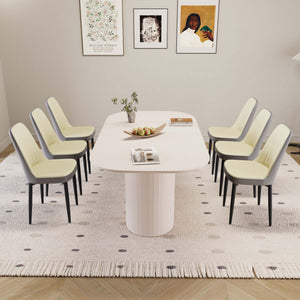 English Elm 63" Contemporary Medieval Modern 7-Piece Dining Table & 6 Pu Chair Set - Stylish, Durable, Versatile! W2189S00700