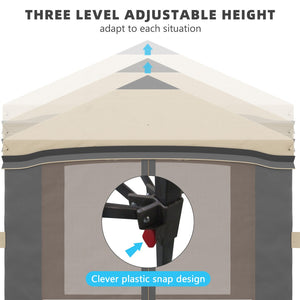 English Elm Outsunny 10' X 10' Instant Pop Up Canopy Tent With Mesh Netting, Wheeled Carry Bag & Sandbags W2225P174212-GIGA