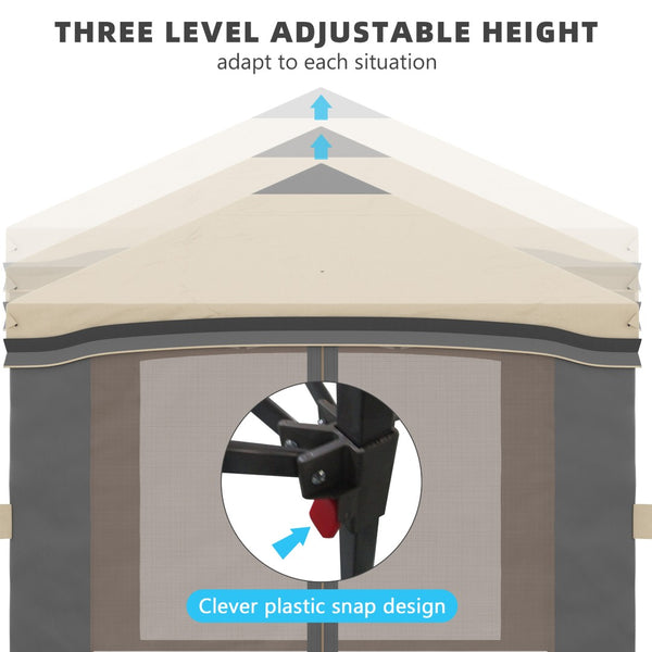 English Elm Outsunny 10' X 10' Instant Pop Up Canopy Tent With Mesh Netting, Wheeled Carry Bag & Sandbags W2225P174212-GIGA