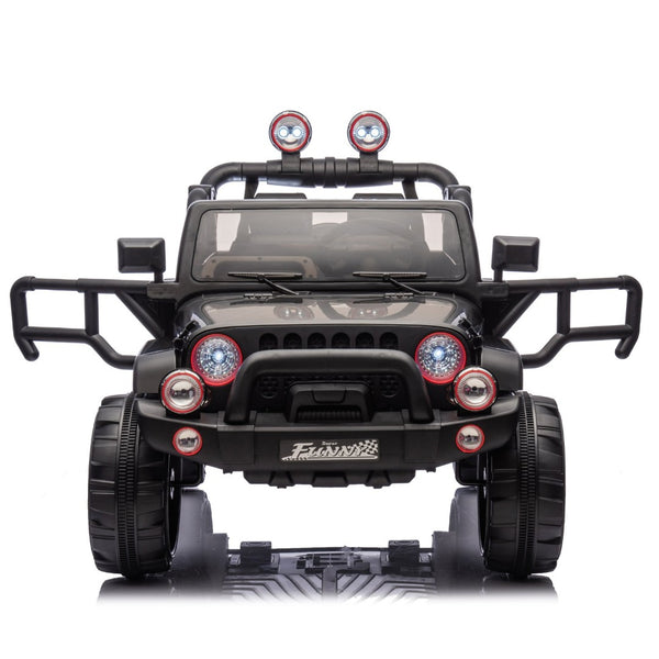 English Elm 24v Kids Electric Ride on Car with Parental Remote Rear Suspension and Bluetooth Audio Black W1578P228743