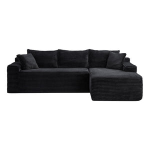 English Elm 106.3" Jumbo Corduroy L-shaped Sectional Deep Seat Sofa for Modern Living Rooms W5515S00037